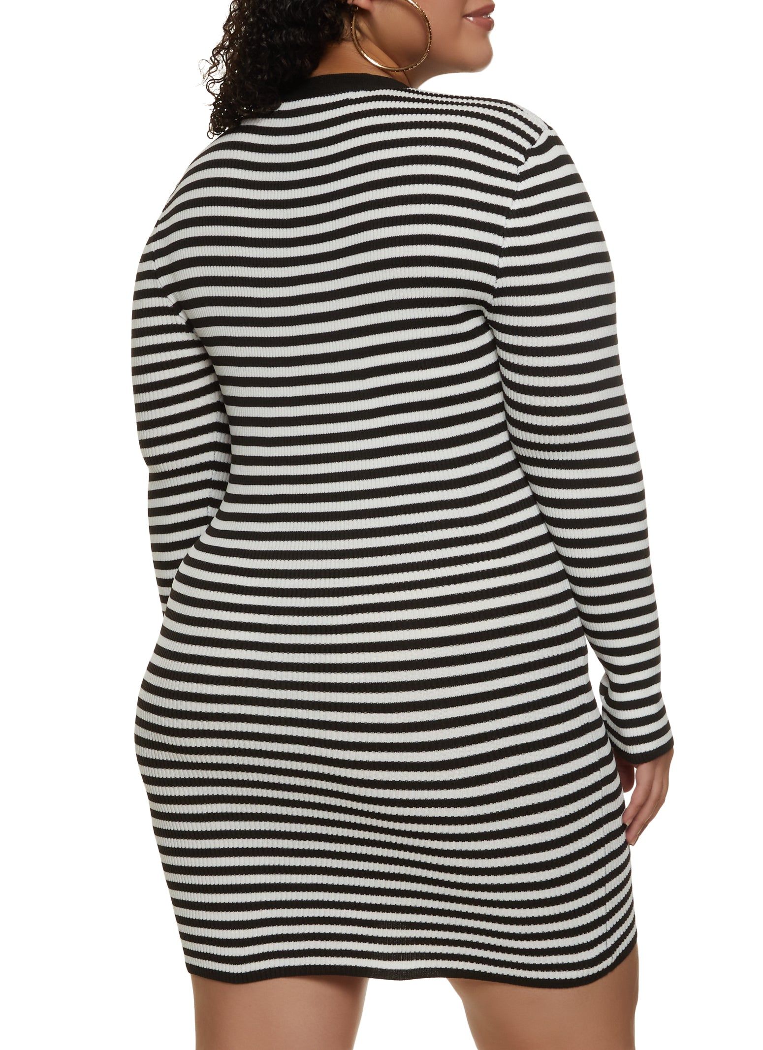 Plus Size Striped Faux Button Sweater Dress sold by Rainbow product image thumbnail 3