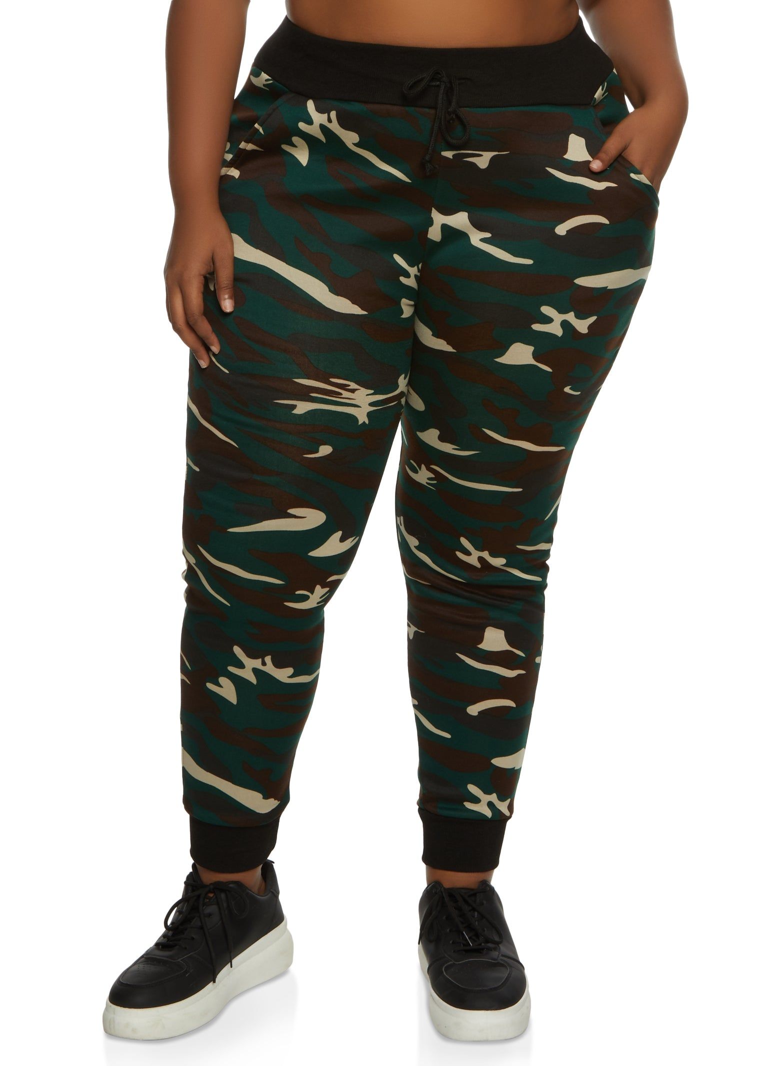 Plus Size Camo Faux Fur Lined Joggers sold by Rainbow