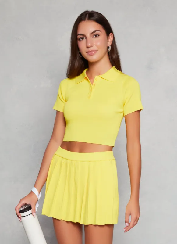 Daisy Solid Cropped Polo Shirt sold by Rainbow