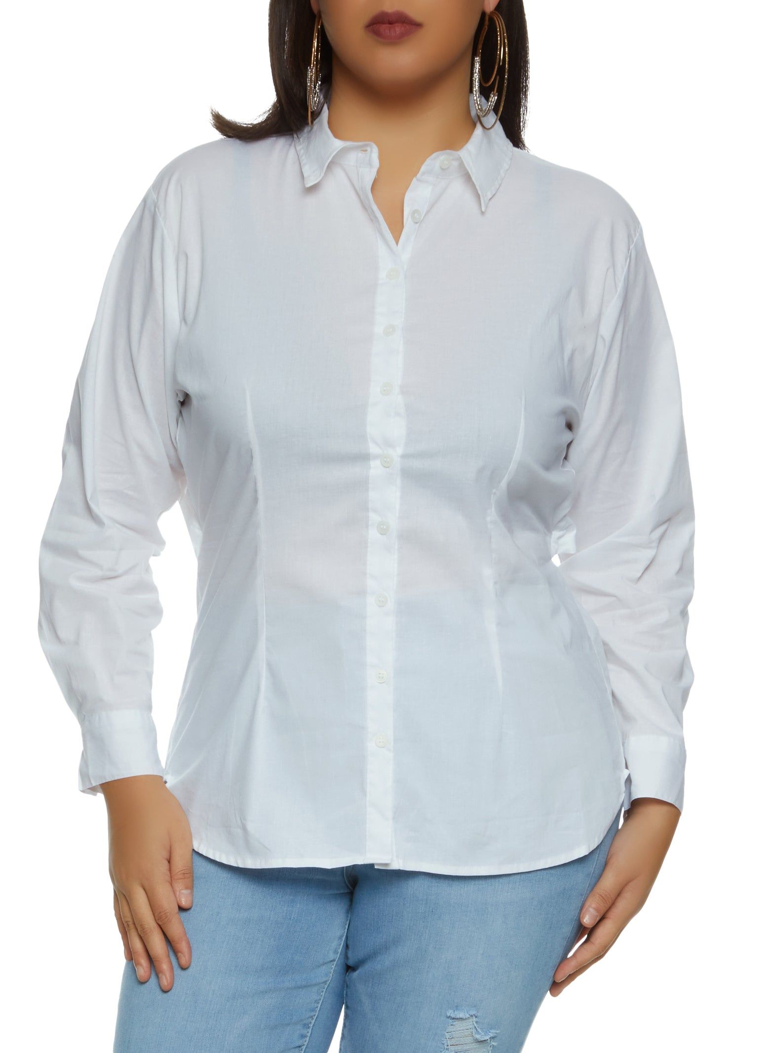 Plus Size Cut Out Detail Button Front Shirt sold by Rainbow product image thumbnail 2