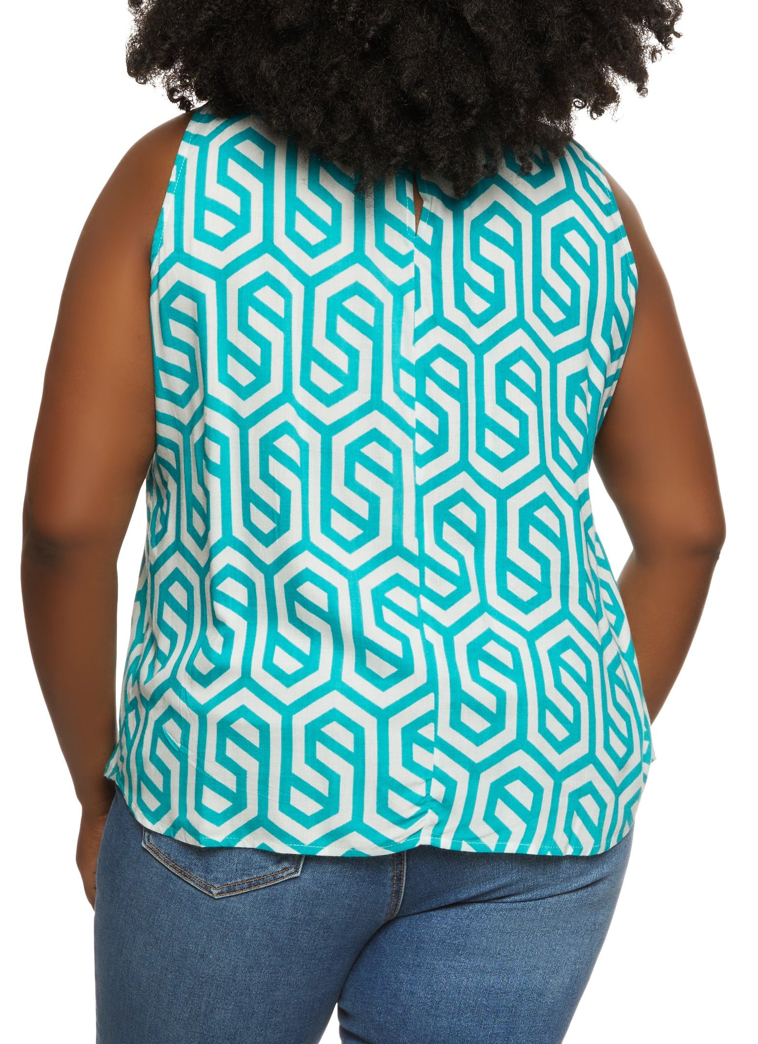 Plus Size Geometric Print Mock Neck Blouse sold by Rainbow product image thumbnail 2