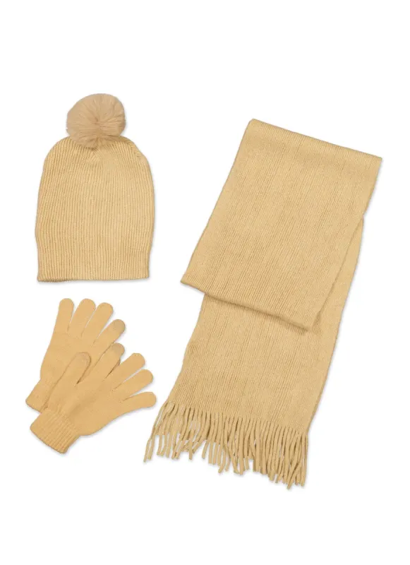 Lurex Scarf and Pom Pom Beanie with Gloves sold by Rainbow