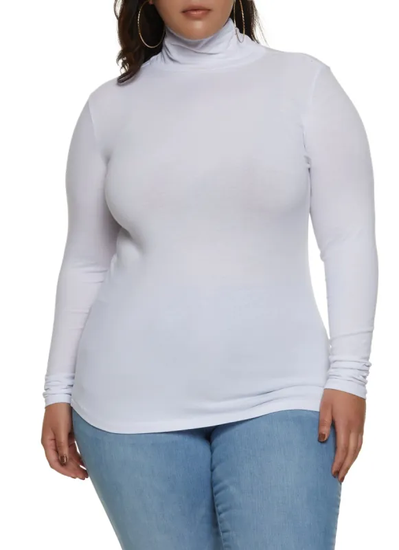 Plus Size Long Sleeve Turtleneck Top sold by Rainbow