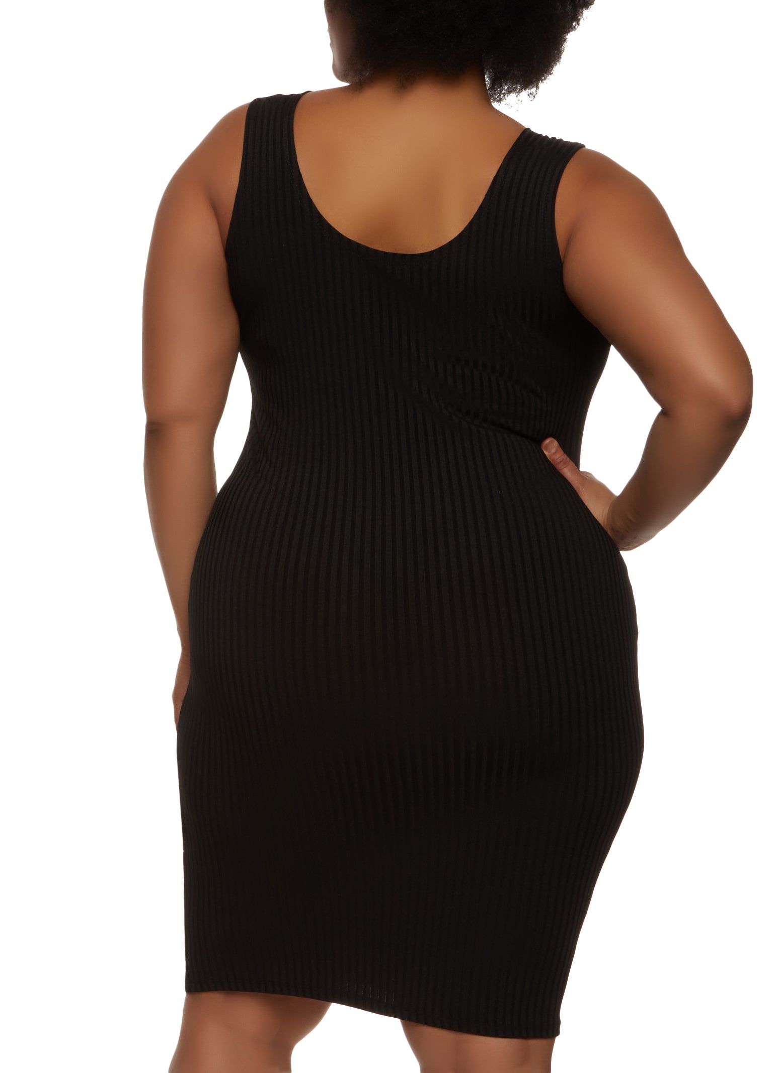 Plus Size Ribbed Scoop Neck Tank Dress sold by Rainbow product image thumbnail 3