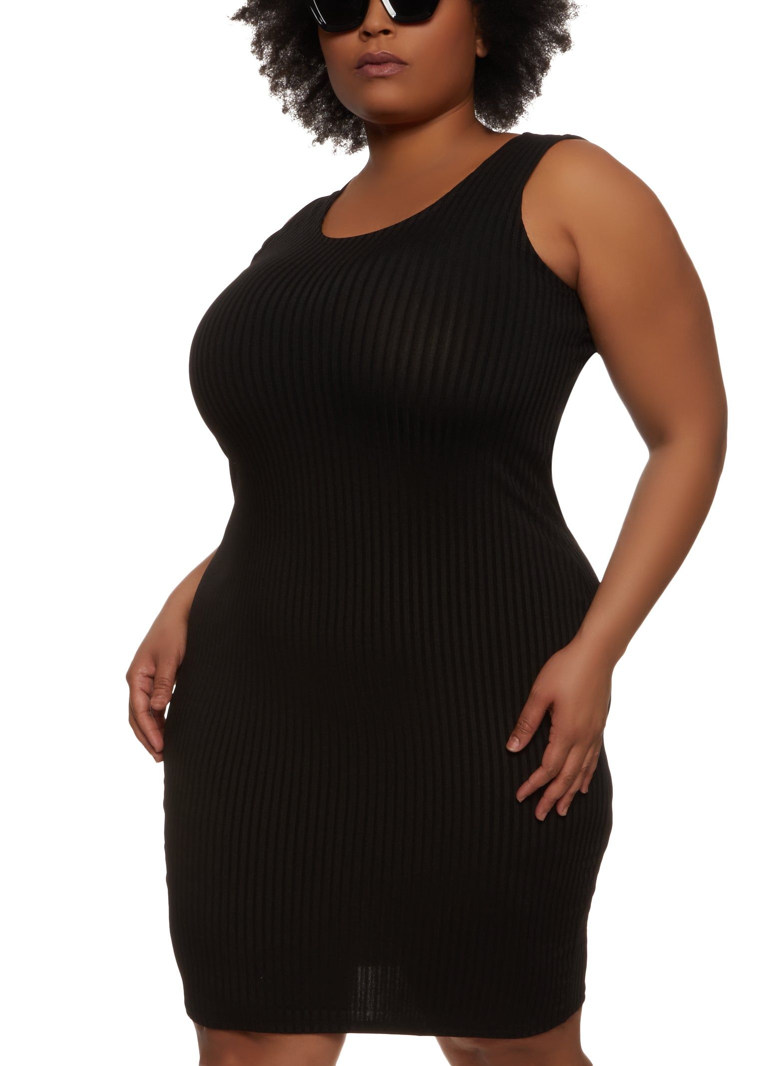 Plus Size Ribbed Scoop Neck Tank Dress sold by Rainbow