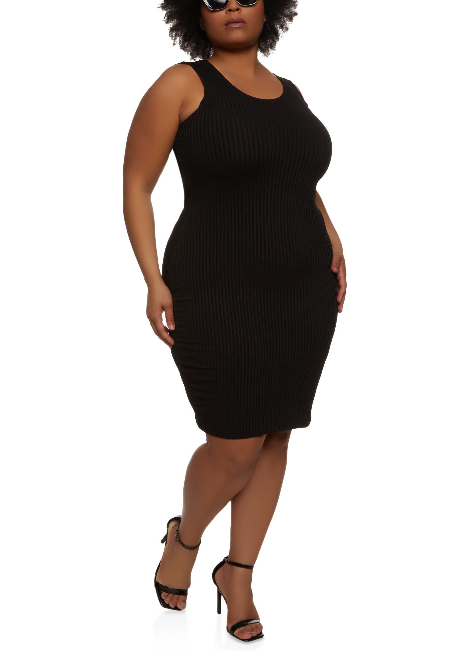 Plus Size Ribbed Scoop Neck Tank Dress sold by Rainbow product image thumbnail 2