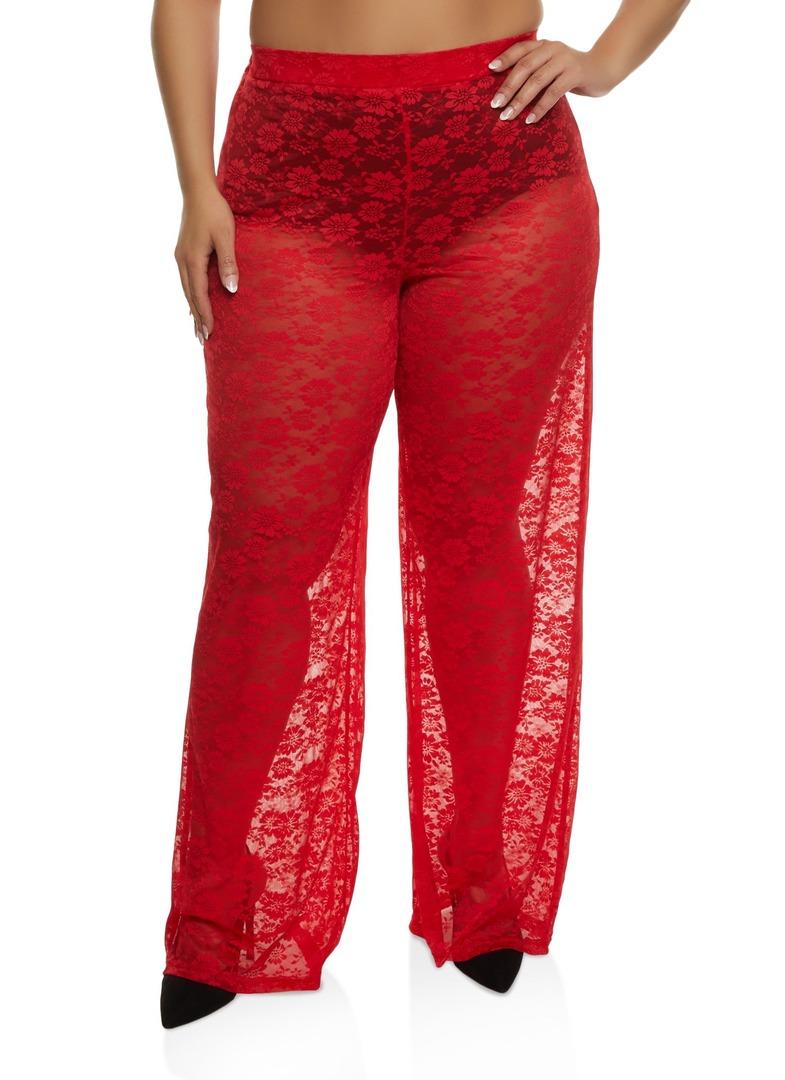 Plus Size Floral Lace Wide Leg Pants sold by Rainbow