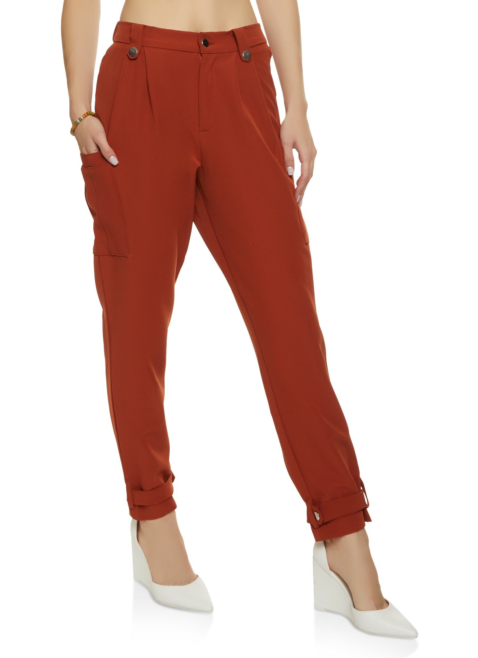 Button Cuff High Waisted Dress Pants sold by Rainbow