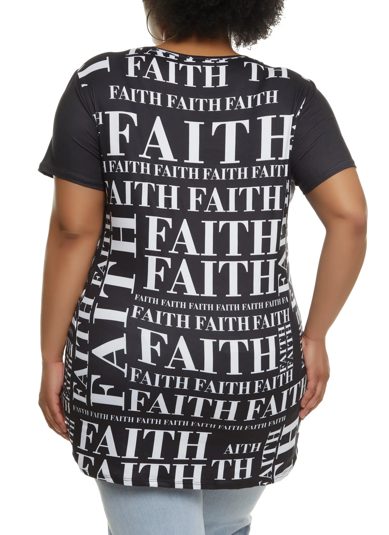 Plus Size Mesh Rhinestone Faith Print Top sold by Rainbow product image thumbnail 2