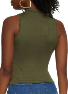 Seamless Ribbed Mock Neck Tank Top sold by Rainbow