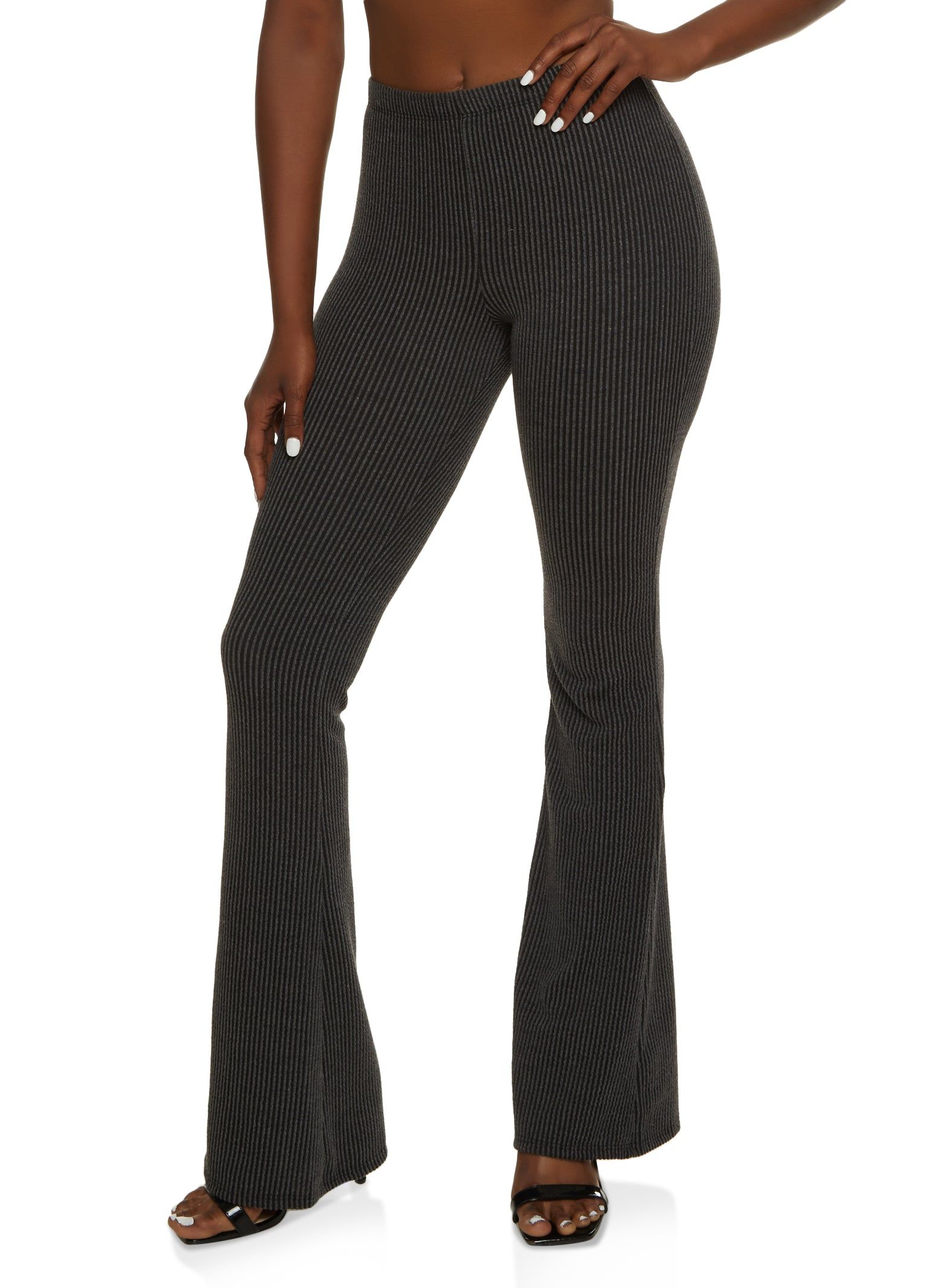 Ribbed Knit High Waisted Flared Pants sold by Rainbow