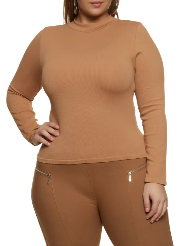 Plus Size Seamless Basic Mock Neck Top sold by Rainbow