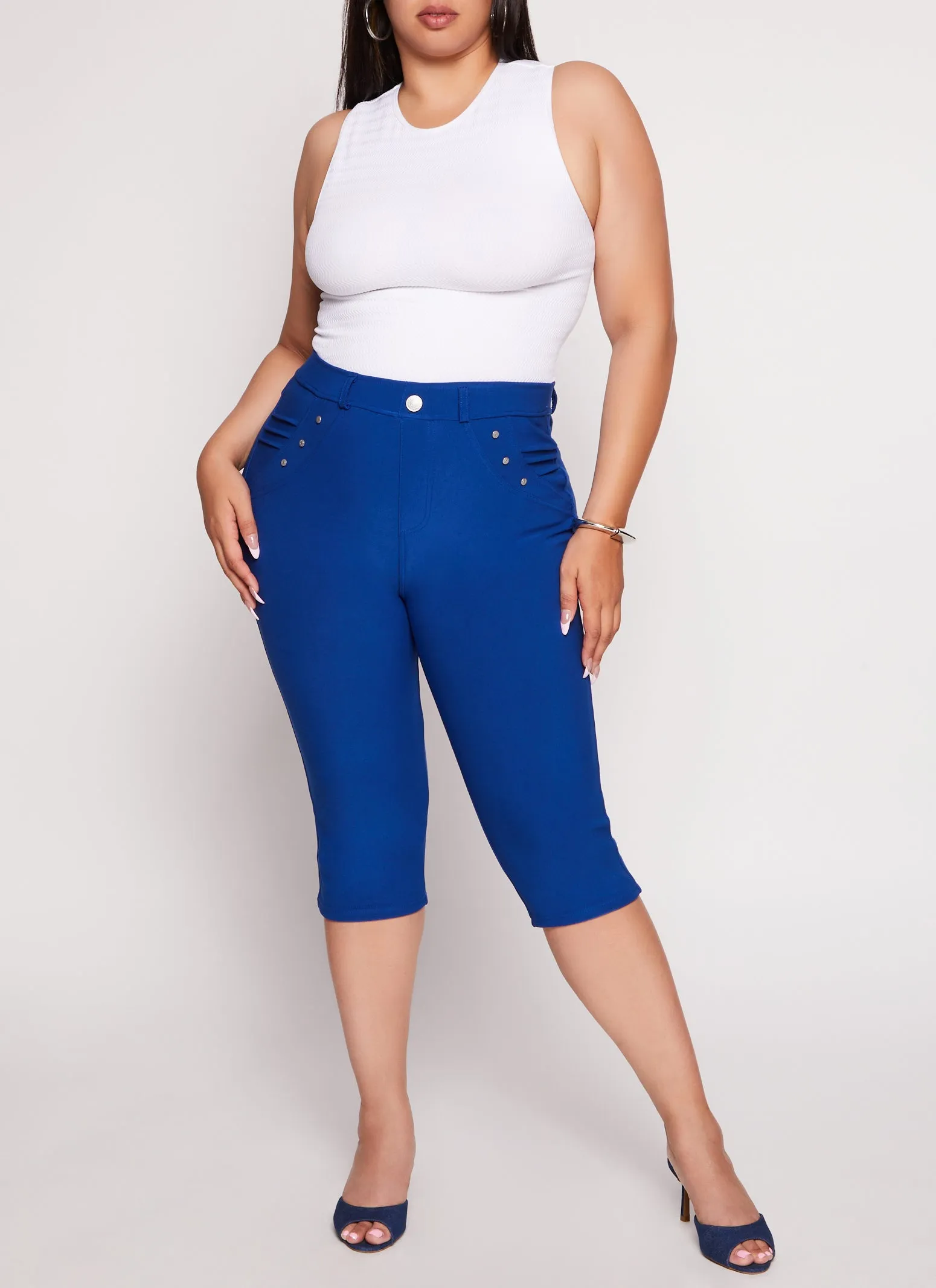Plus Size Snatched High Waist Capri Pants sold by Rainbow