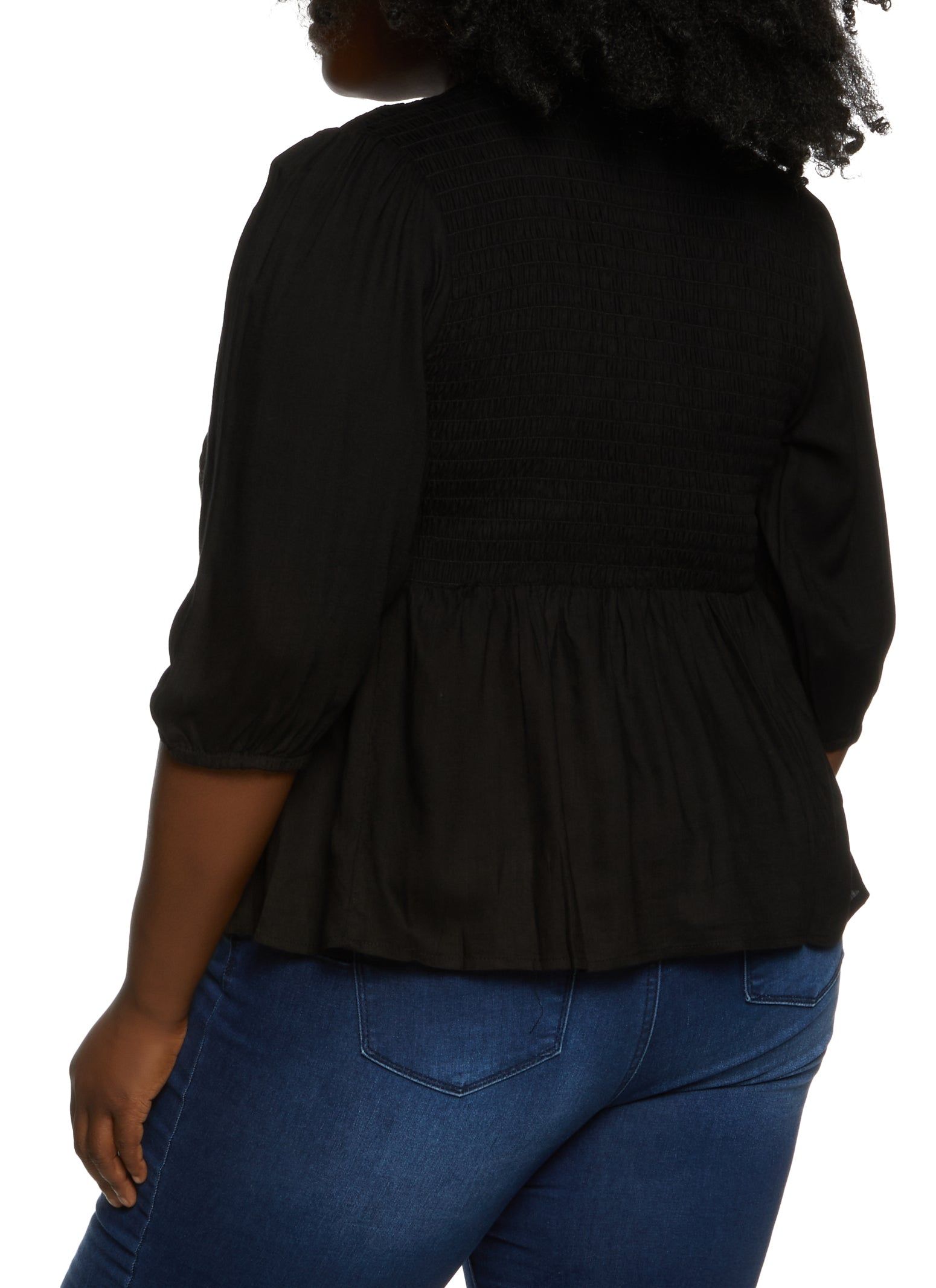 Plus Size Smocked Button Detail Top sold by Rainbow product image thumbnail 2