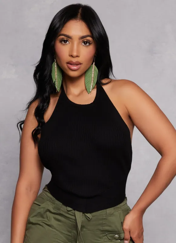 Almost Famous Open Tie Back Halter Neck Top sold by Rainbow