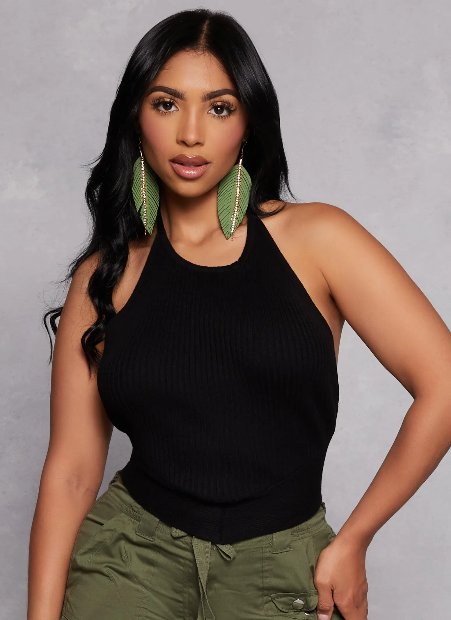 Almost Famous Open Tie Back Halter Neck Top sold by Rainbow