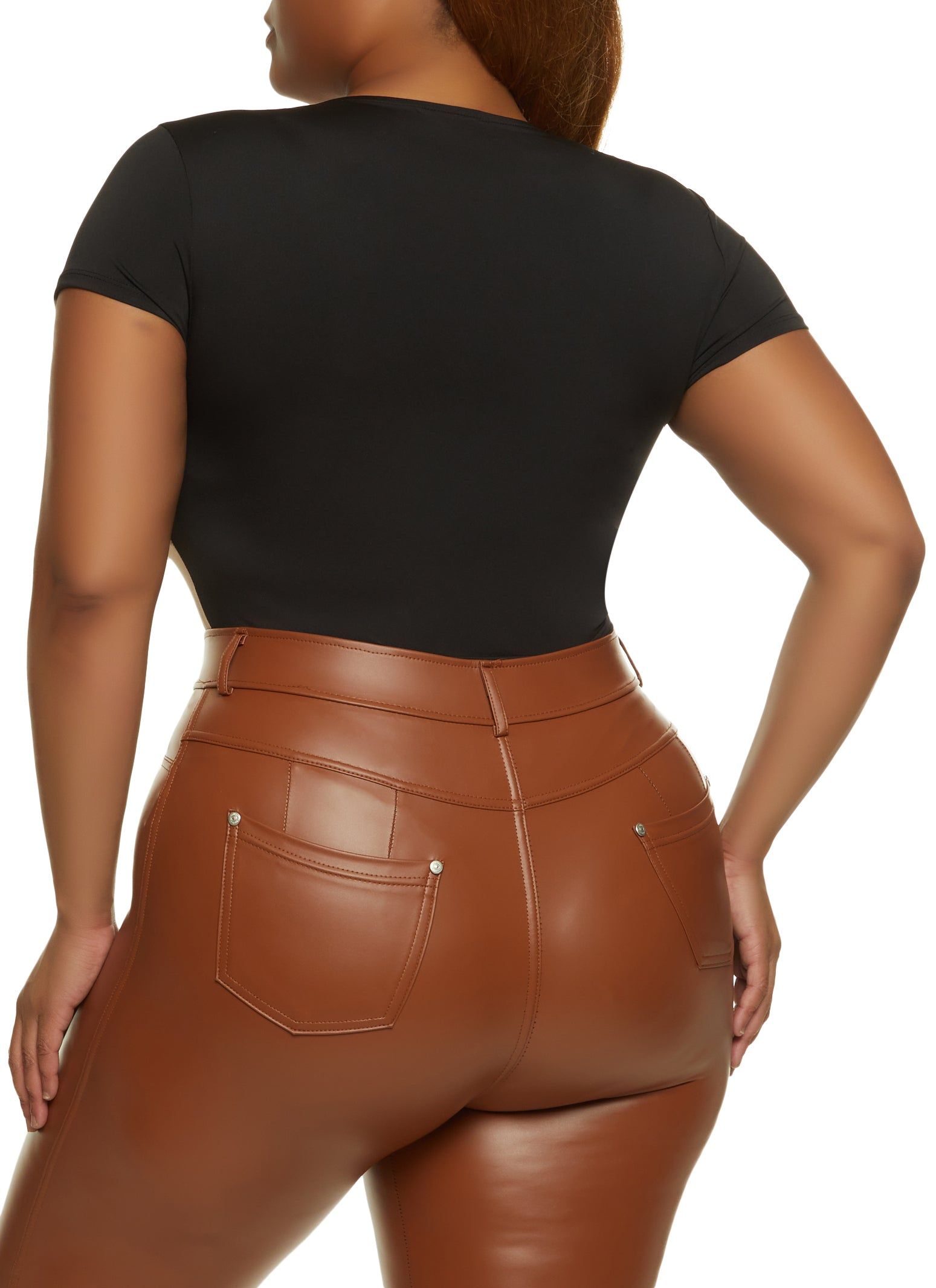 Plus Size Side Stripe Faux Wrap Bodysuit sold by Rainbow product image thumbnail 3