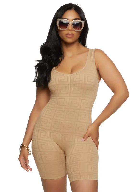 Greek Key Scoop Neck Seamless Romper sold by Rainbow