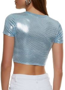 Foiled Twist Front Crop Top sold by Rainbow