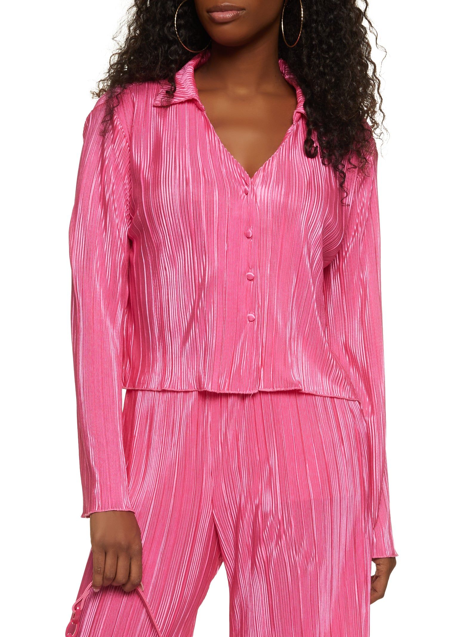 Plisse Button Front Top sold by Rainbow