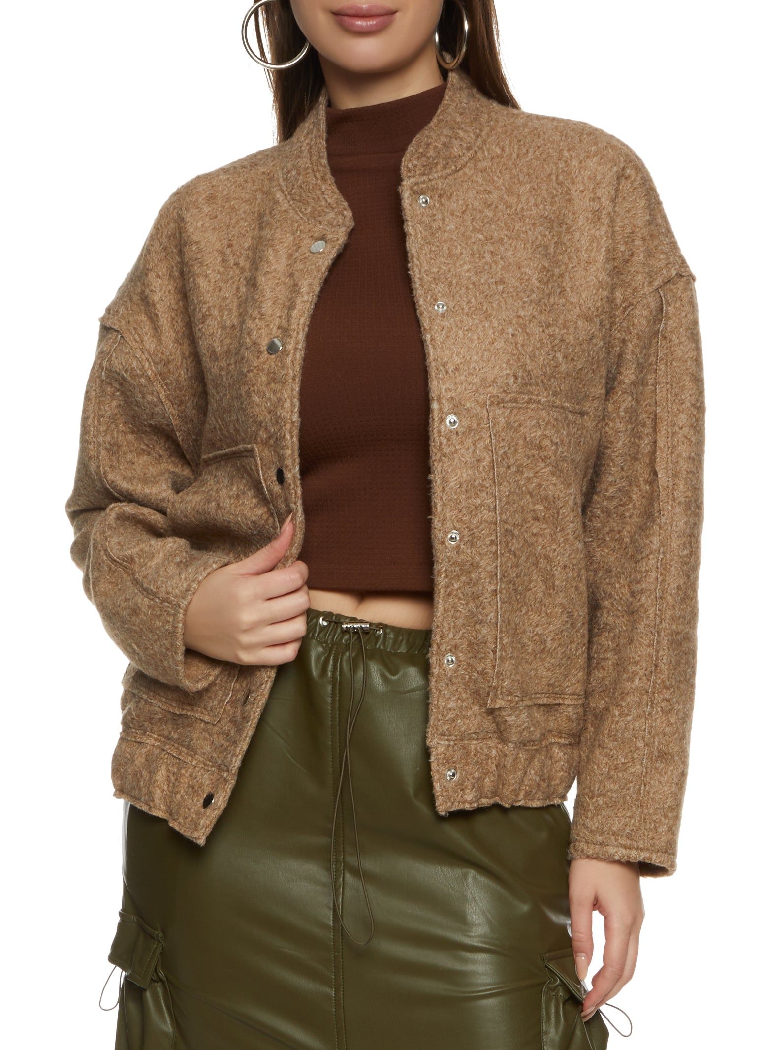 Faux Wool Bomber Jacket sold by Rainbow