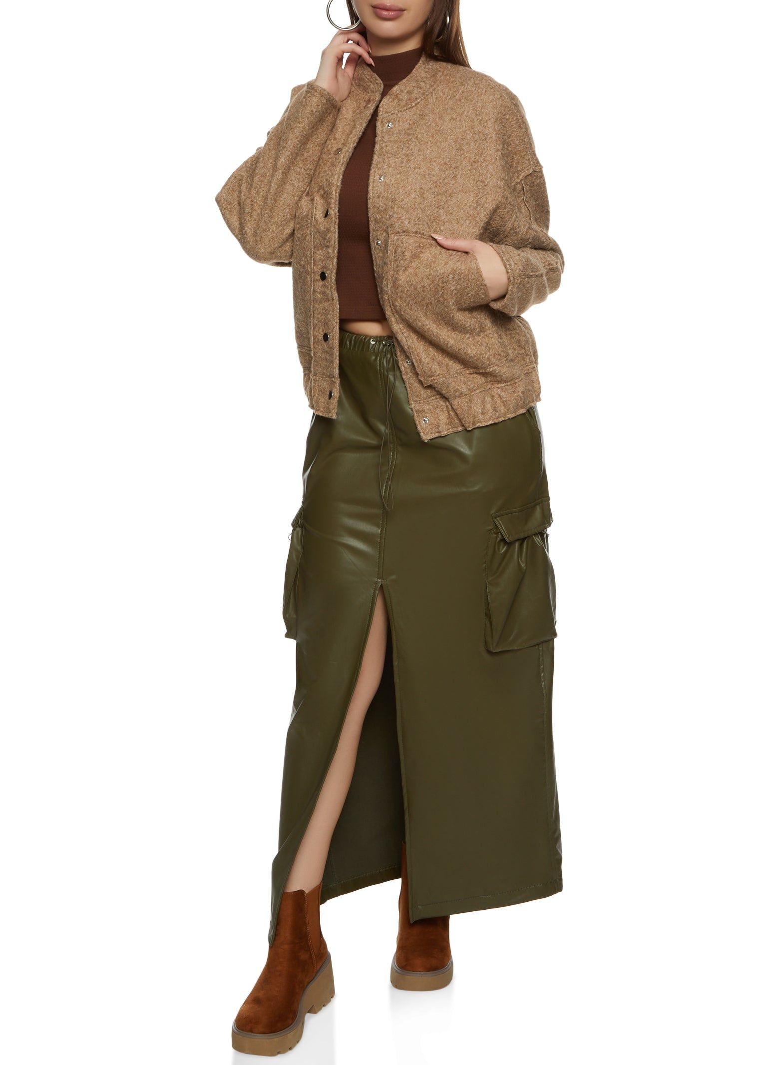 Faux Wool Bomber Jacket sold by Rainbow product image thumbnail 2