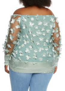 Plus Size Floral Applique Off the Shoulder Blouse sold by Rainbow