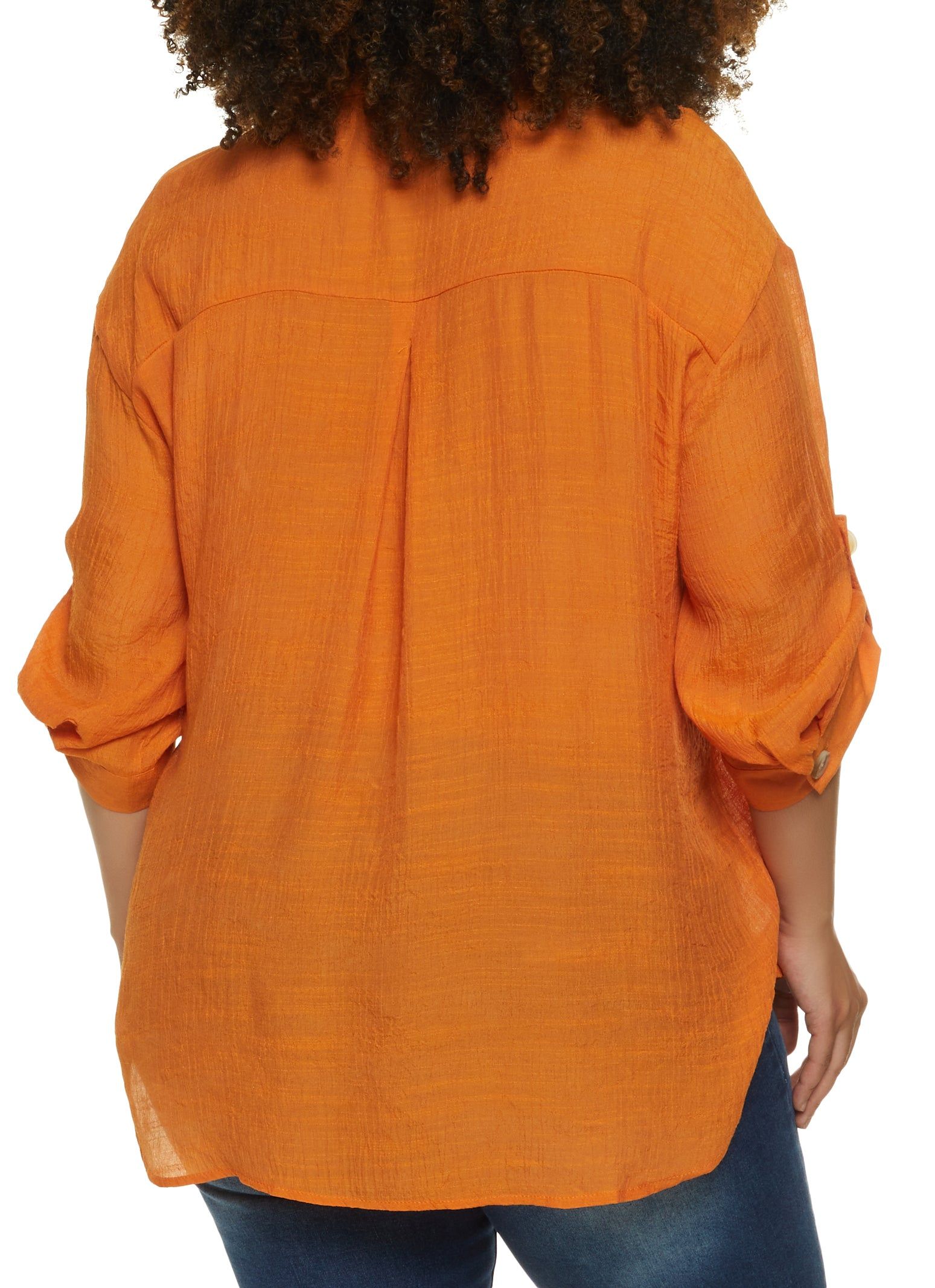 Plus Size Linen Drop Shoulder Button Front Shirt sold by Rainbow product image thumbnail 2