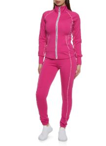 Contrast Piping Zip Up Track Jacket sold by Rainbow