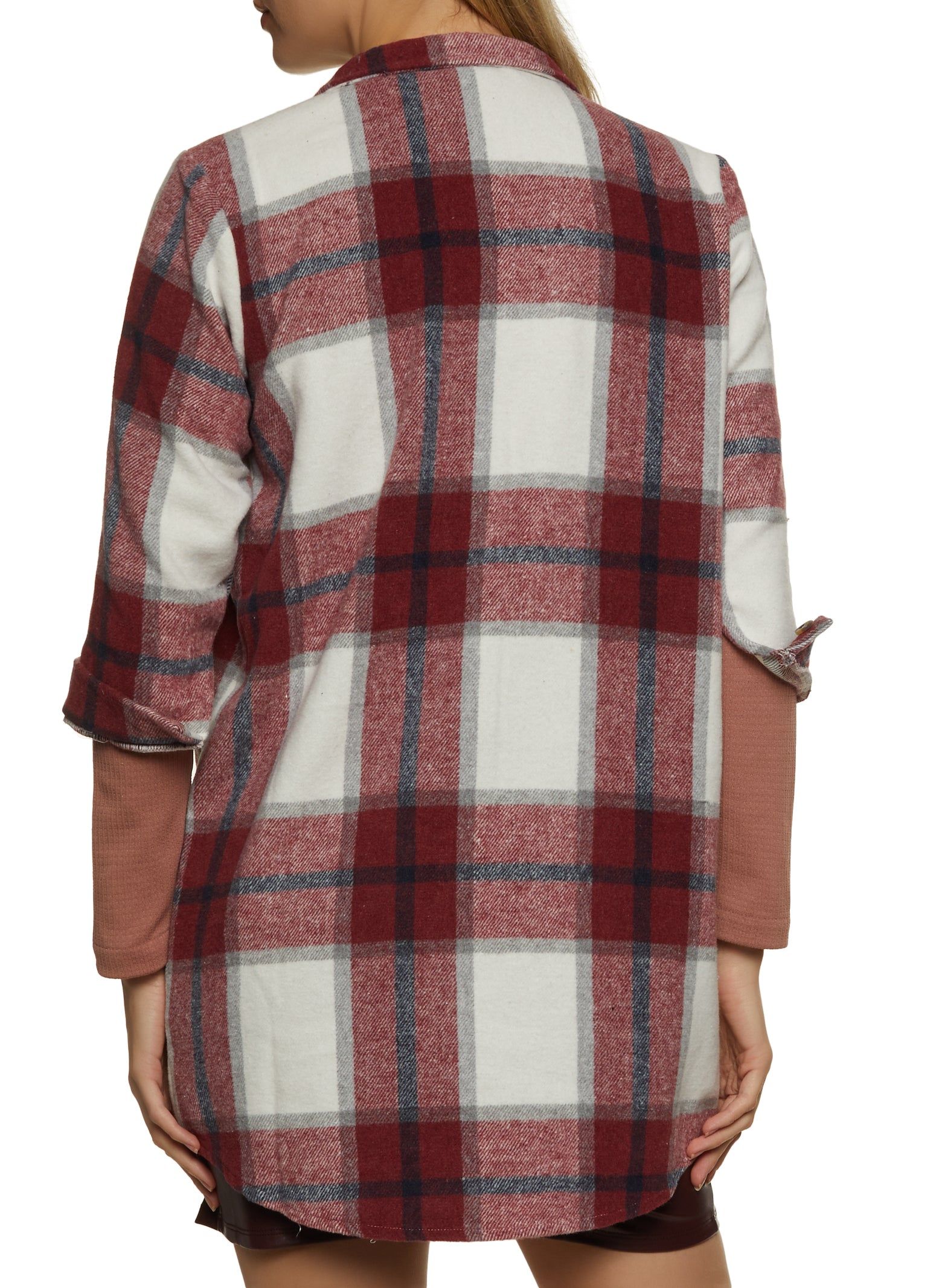 Plaid Flannel Quarter Sleeve Shacket sold by Rainbow product image thumbnail 3