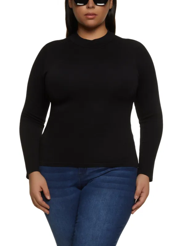 Plus Size Seamless Basic Mock Neck Top sold by Rainbow