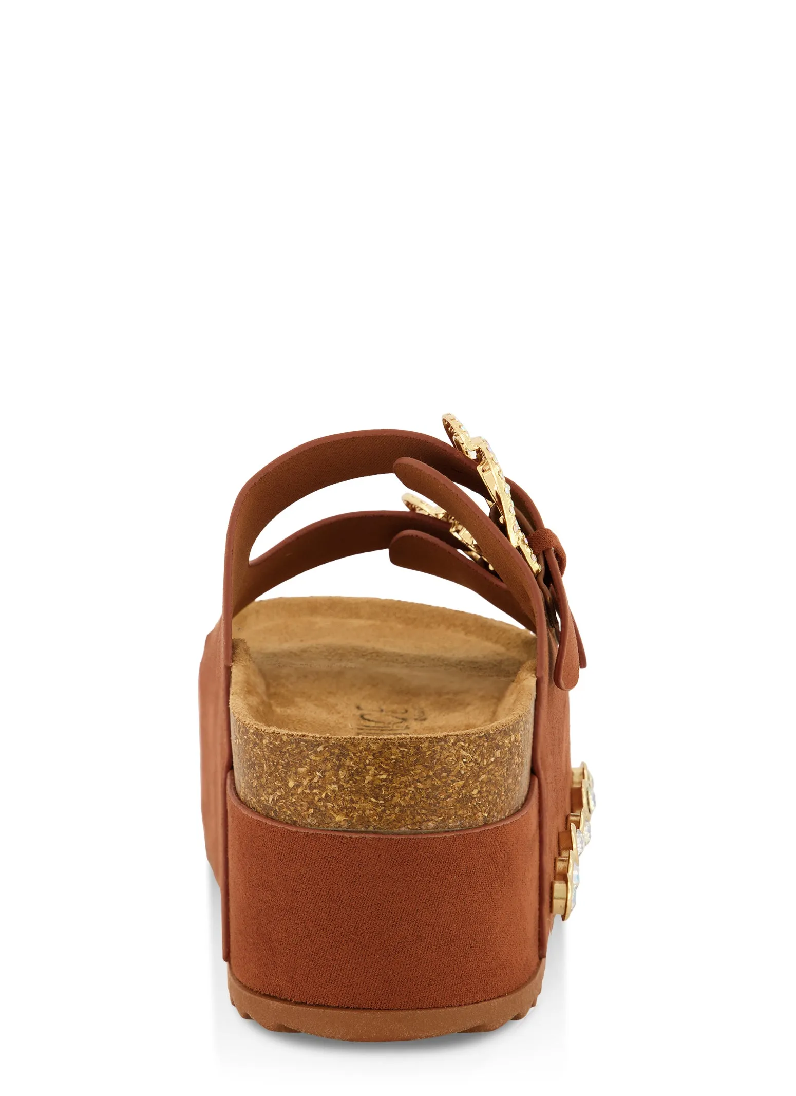 Faux Suede Rhinestone Buckle Platform Footbed Sandals sold by Rainbow product image thumbnail 3