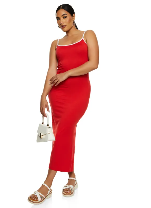 Contrast Trim Cami Maxi Dress sold by Rainbow