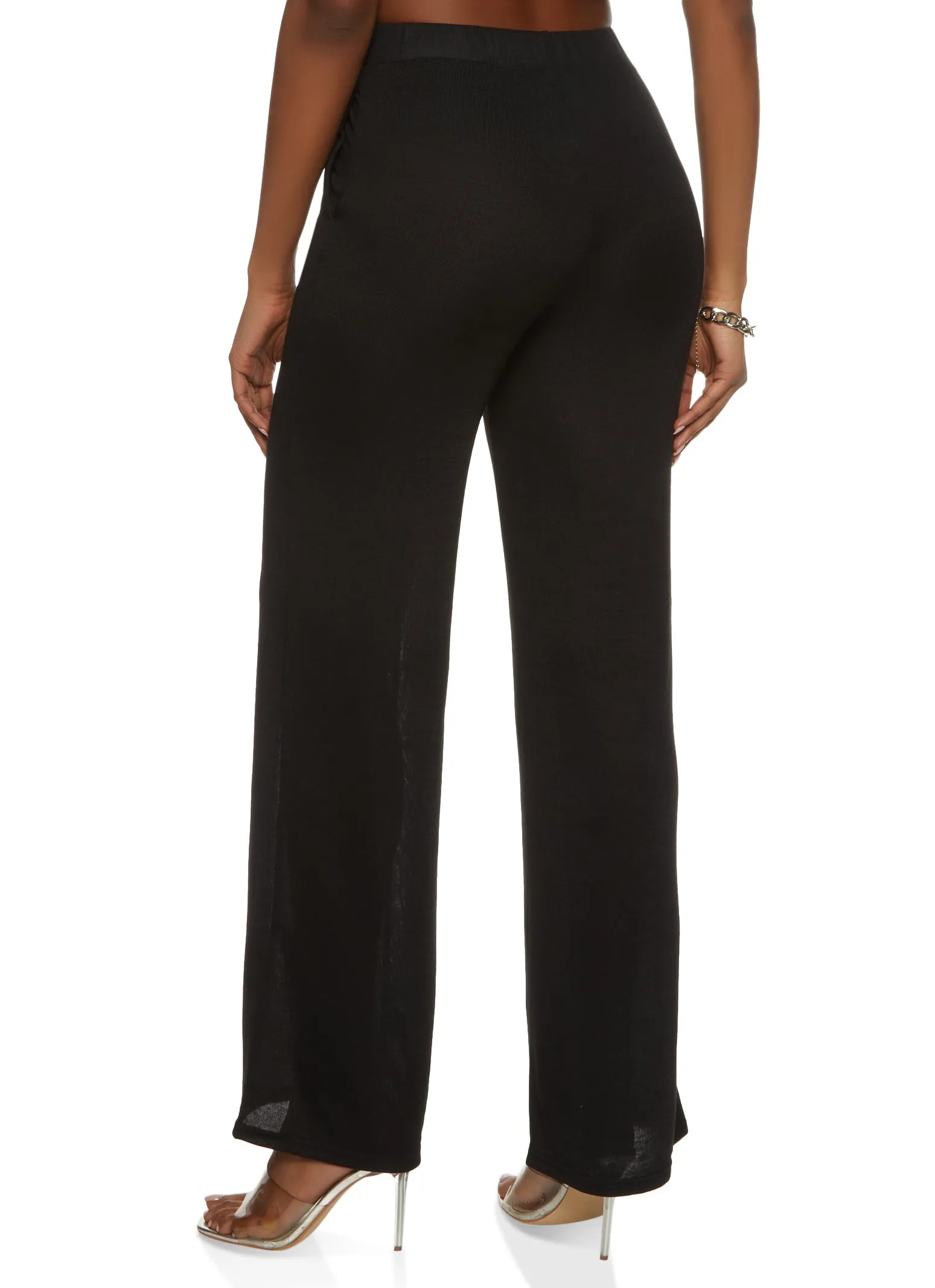 Daisy Solid Brushed Knit High Waisted Wide Leg Pants sold by Rainbow product image thumbnail 2