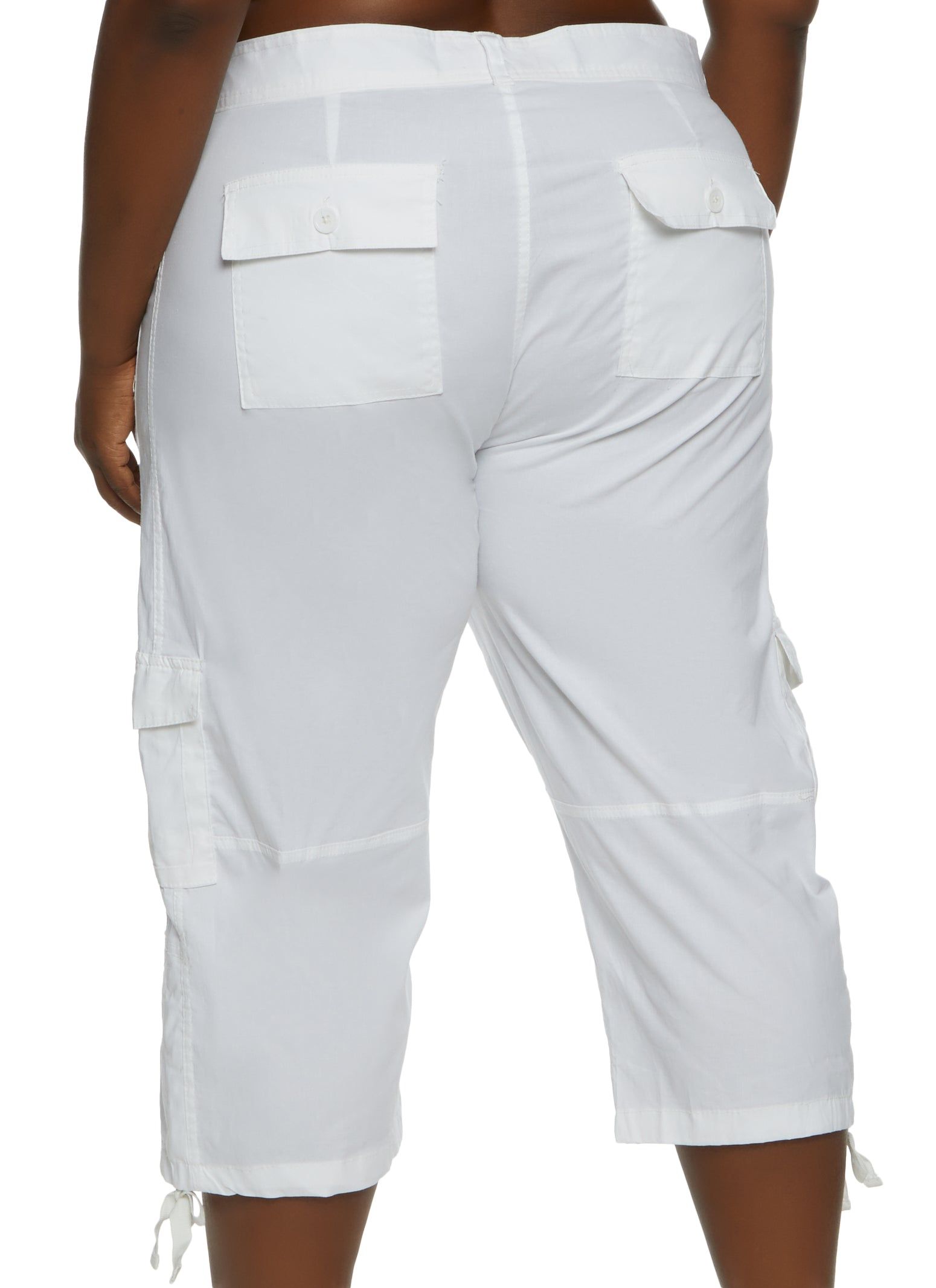 Plus Size Zip Pocket Detail Tie Cuff Capri Pants sold by Rainbow product image thumbnail 2