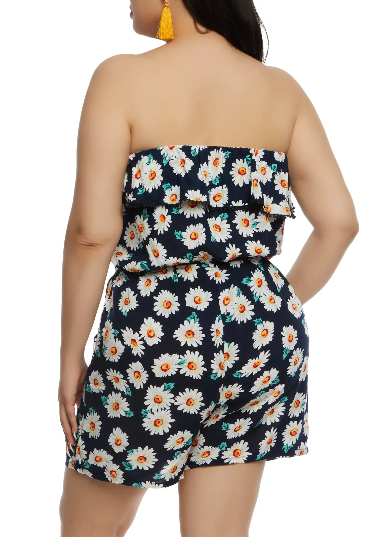 Plus Size Daisy Print Pocket Strapless Romper sold by Rainbow product image thumbnail 3