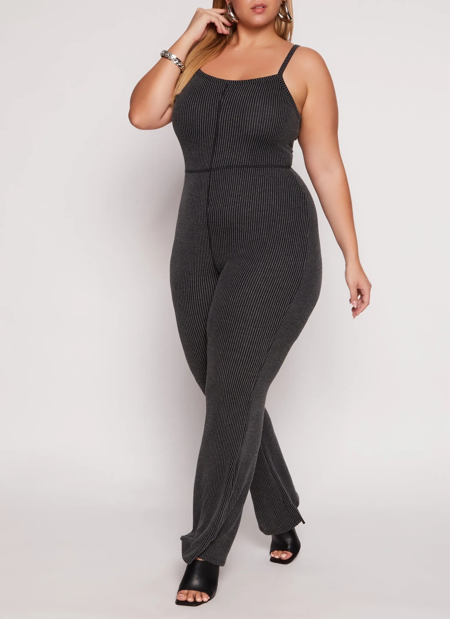 Plus Size Almost Famous Ribbed Cami Flare Jumpsuit sold by Rainbow product image thumbnail 2