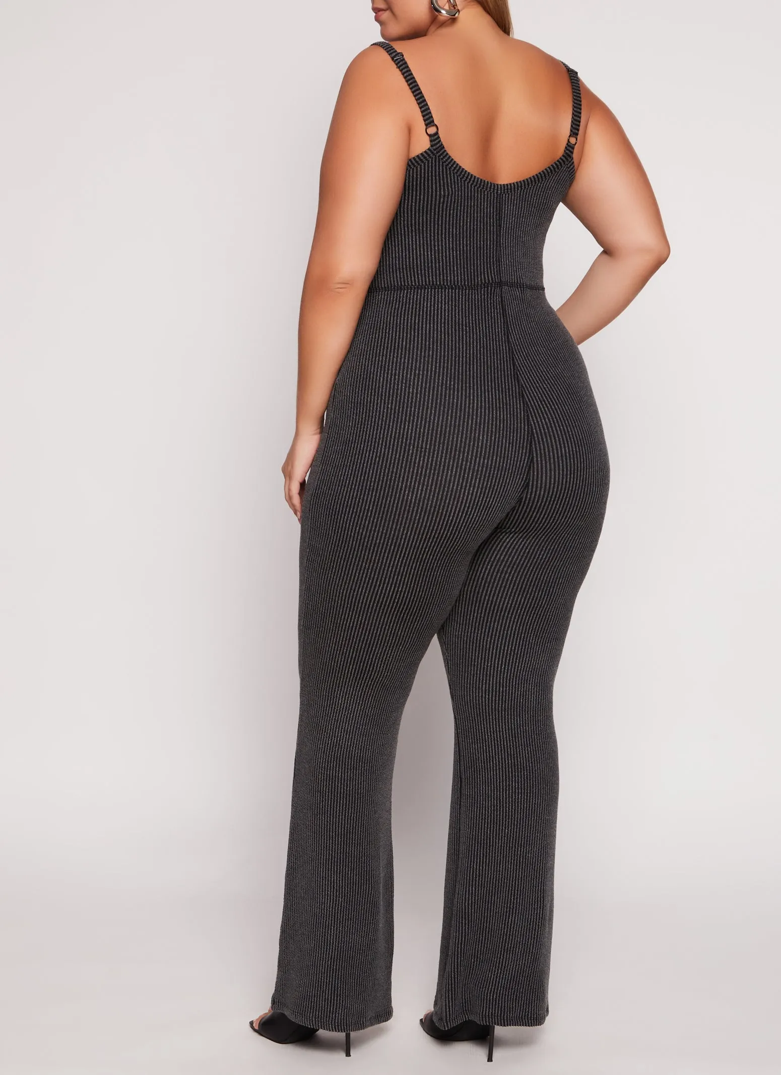Plus Size Almost Famous Ribbed Cami Flare Jumpsuit sold by Rainbow product image thumbnail 3