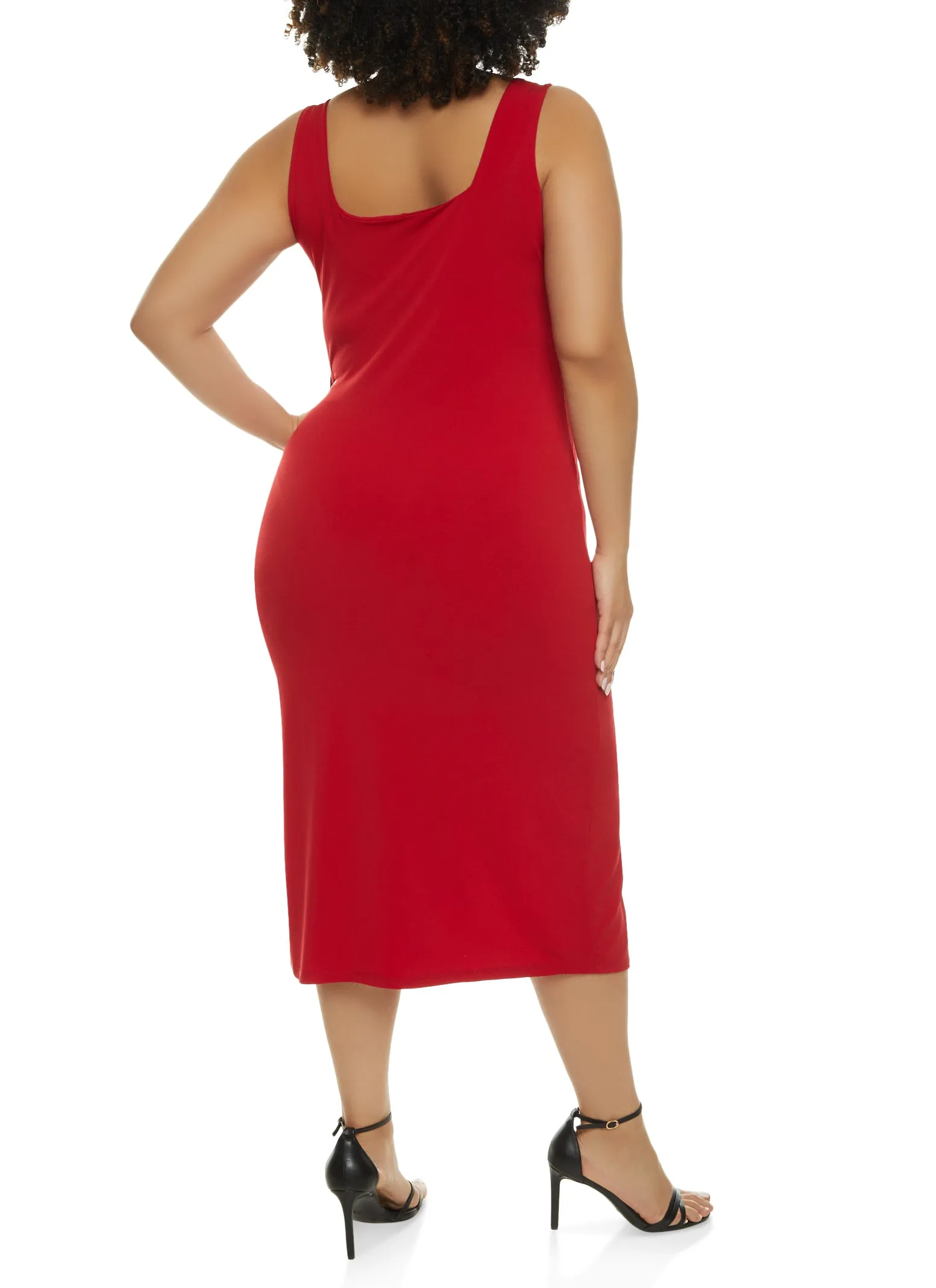 Plus Size Square Neck Midi Side Slit Tank Dress sold by Rainbow product image thumbnail 3