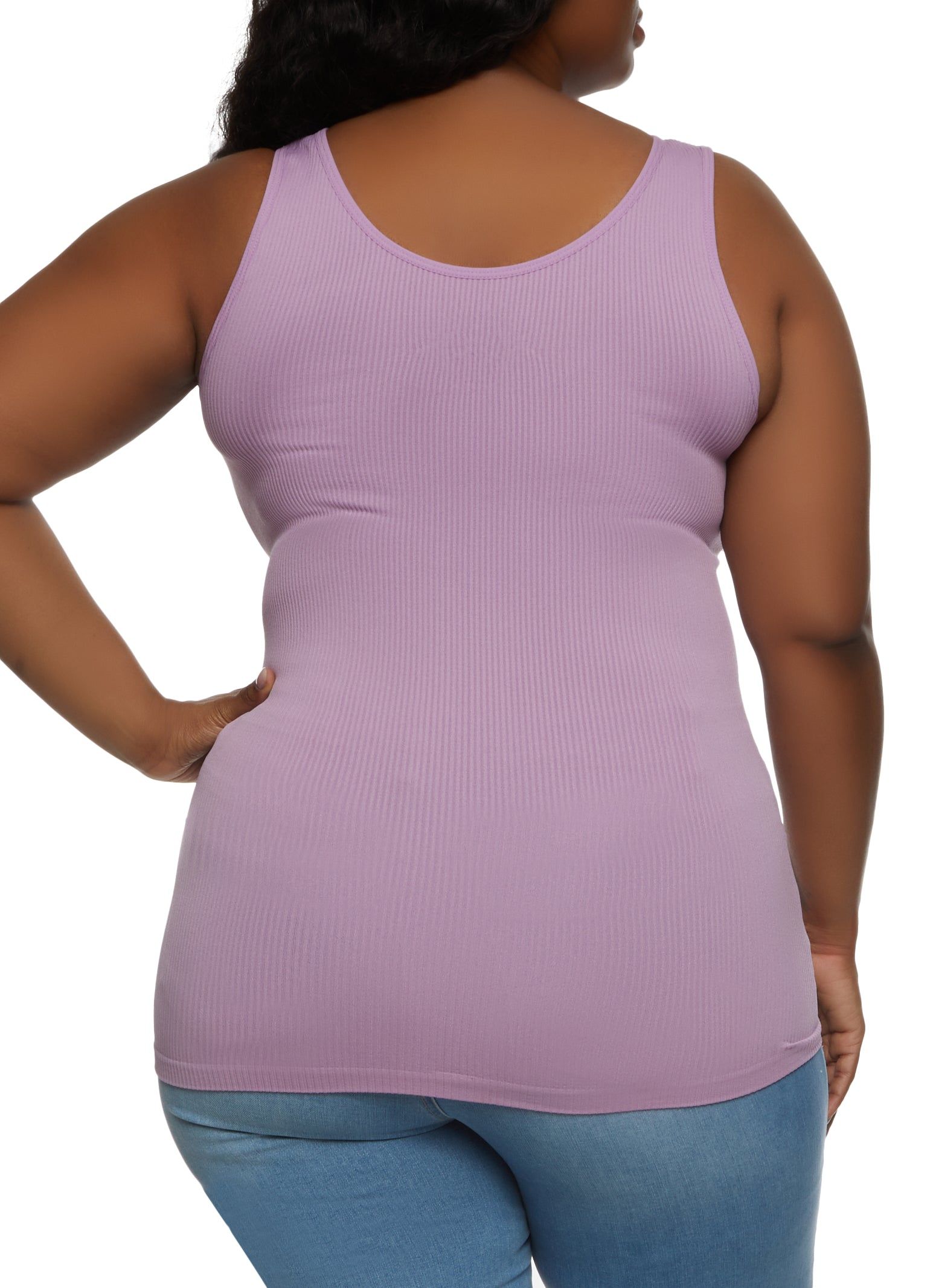 Plus Size Ribbed Notch Neck Tank Top sold by Rainbow product image thumbnail 2