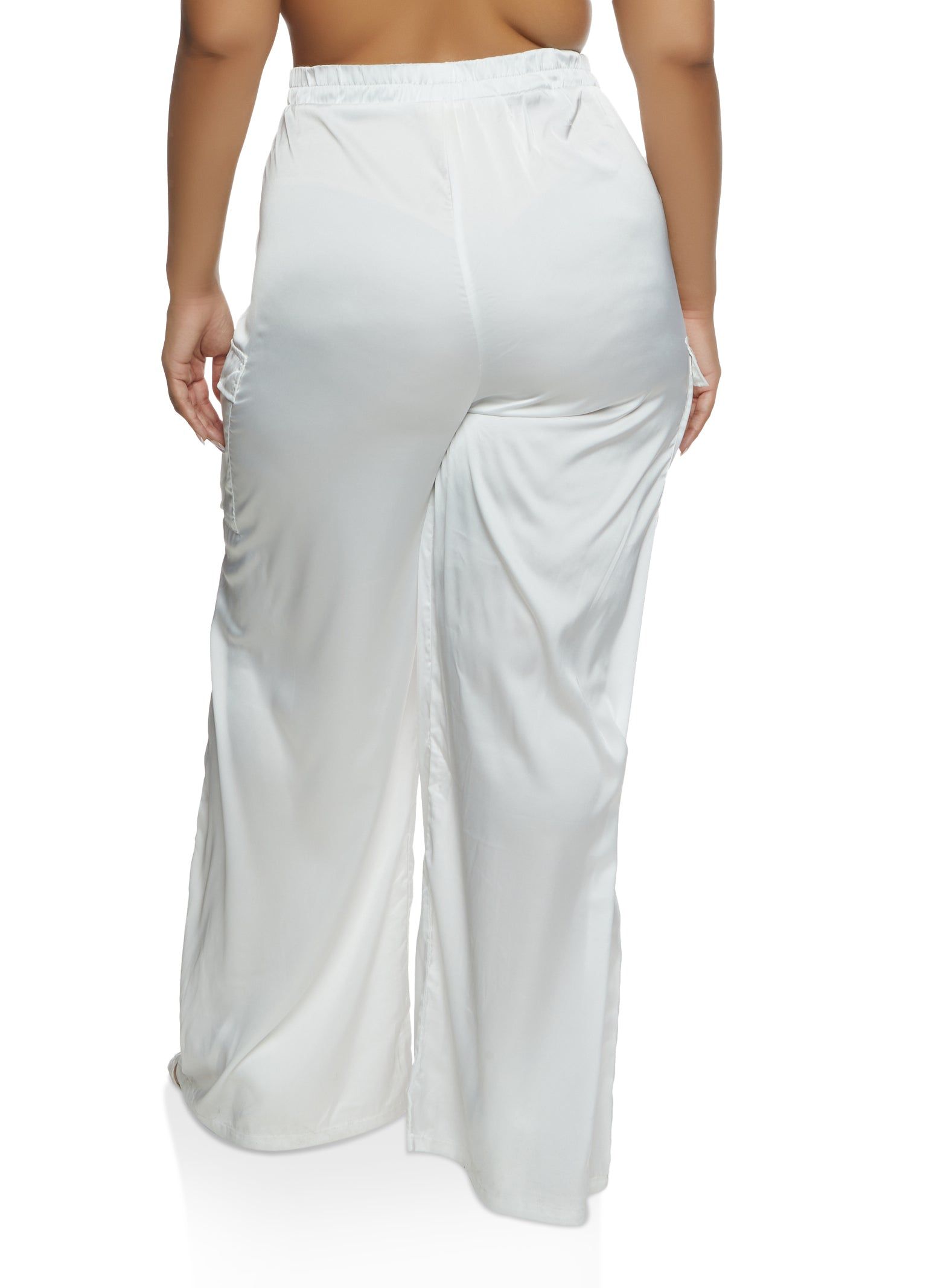 Plus Size Satin Cargo Pocket Palazzo Pants sold by Rainbow product image thumbnail 2