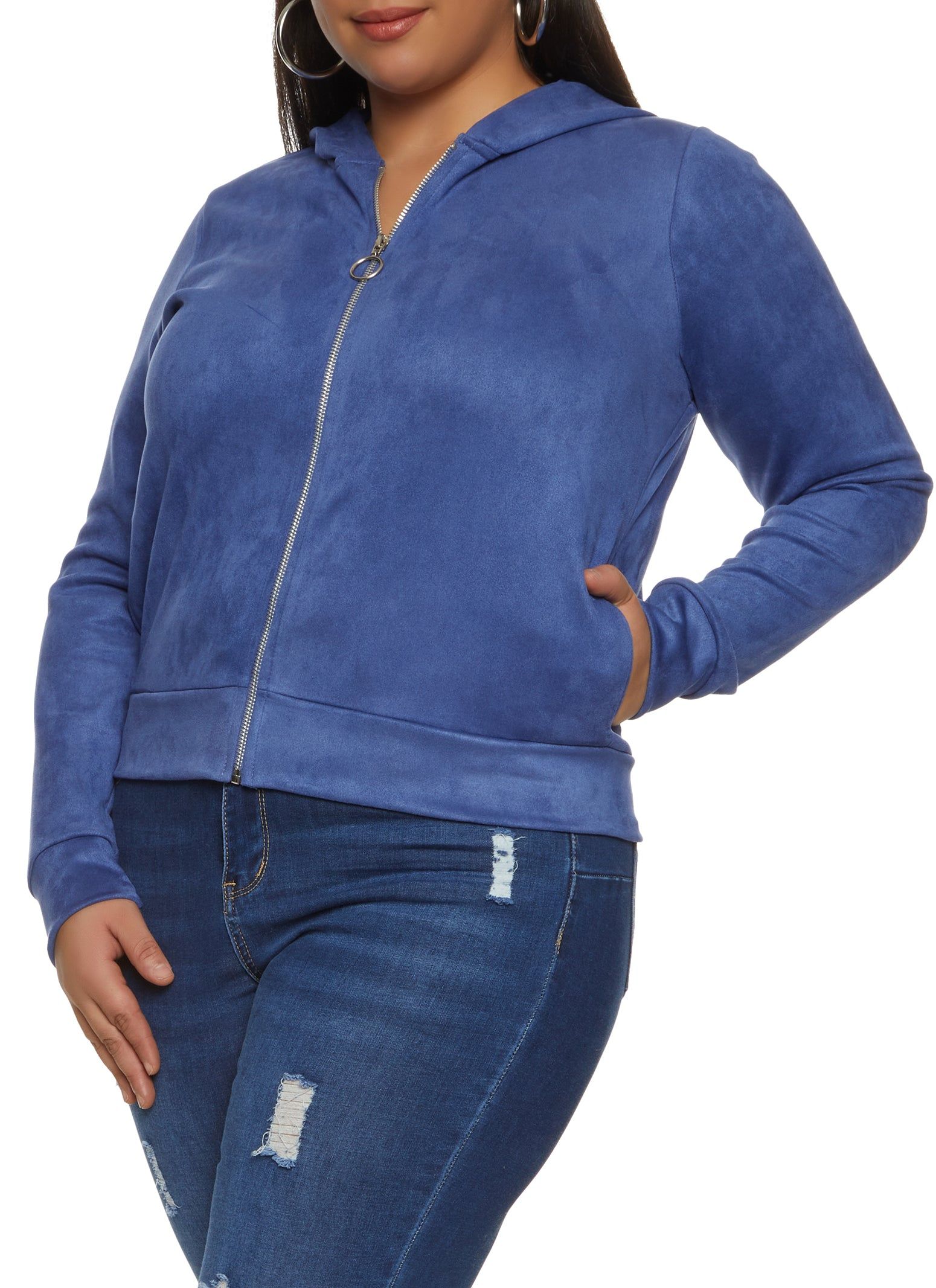 Plus Size Faux Suede Track Jacket sold by Rainbow