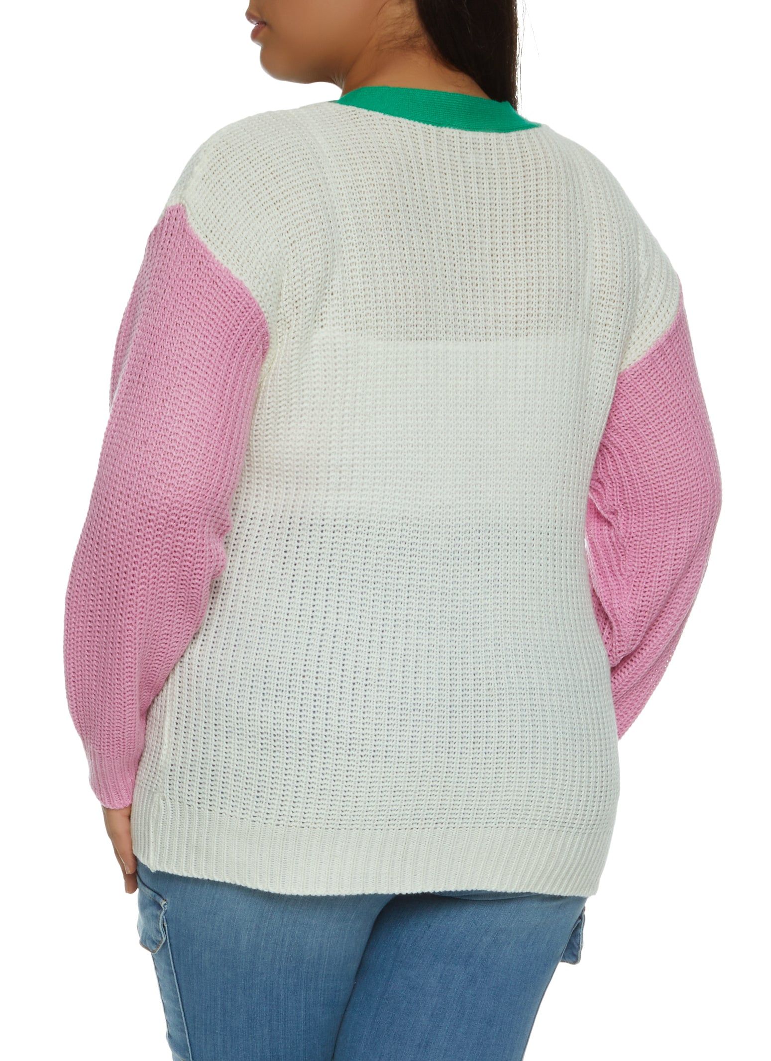 Plus Size Color Block Button Front Cardigan sold by Rainbow product image thumbnail 2