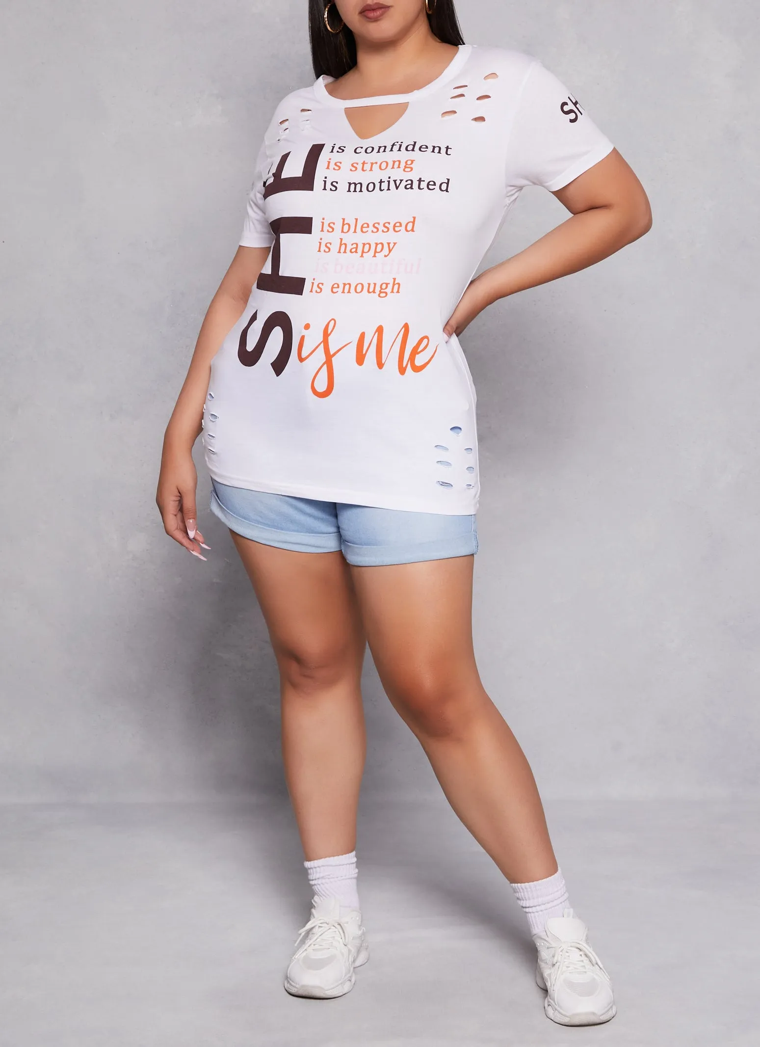 Plus Size She Is Me Laser Cut Graphic Tee sold by Rainbow product image thumbnail 2
