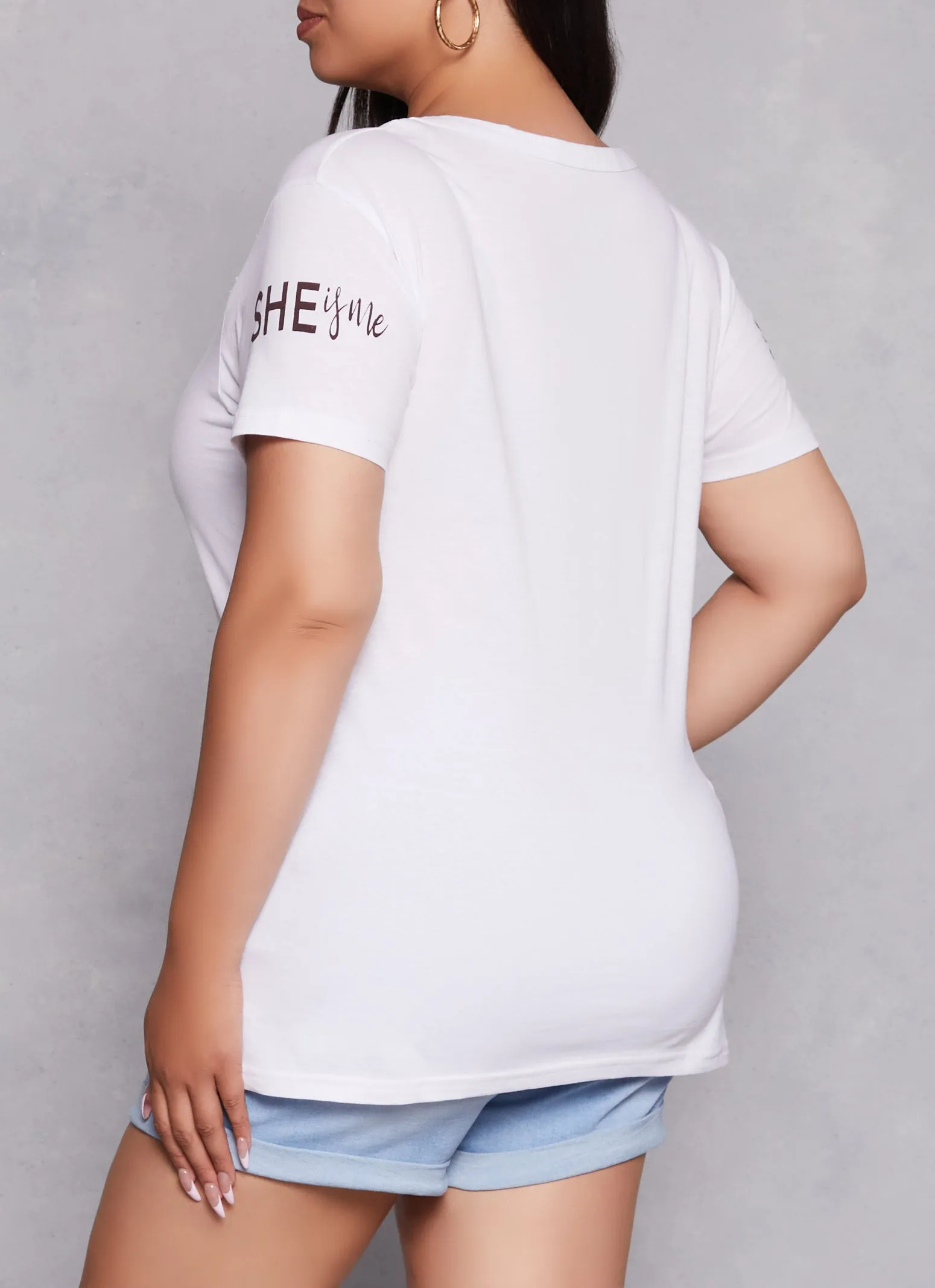 Plus Size She Is Me Laser Cut Graphic Tee sold by Rainbow product image thumbnail 3