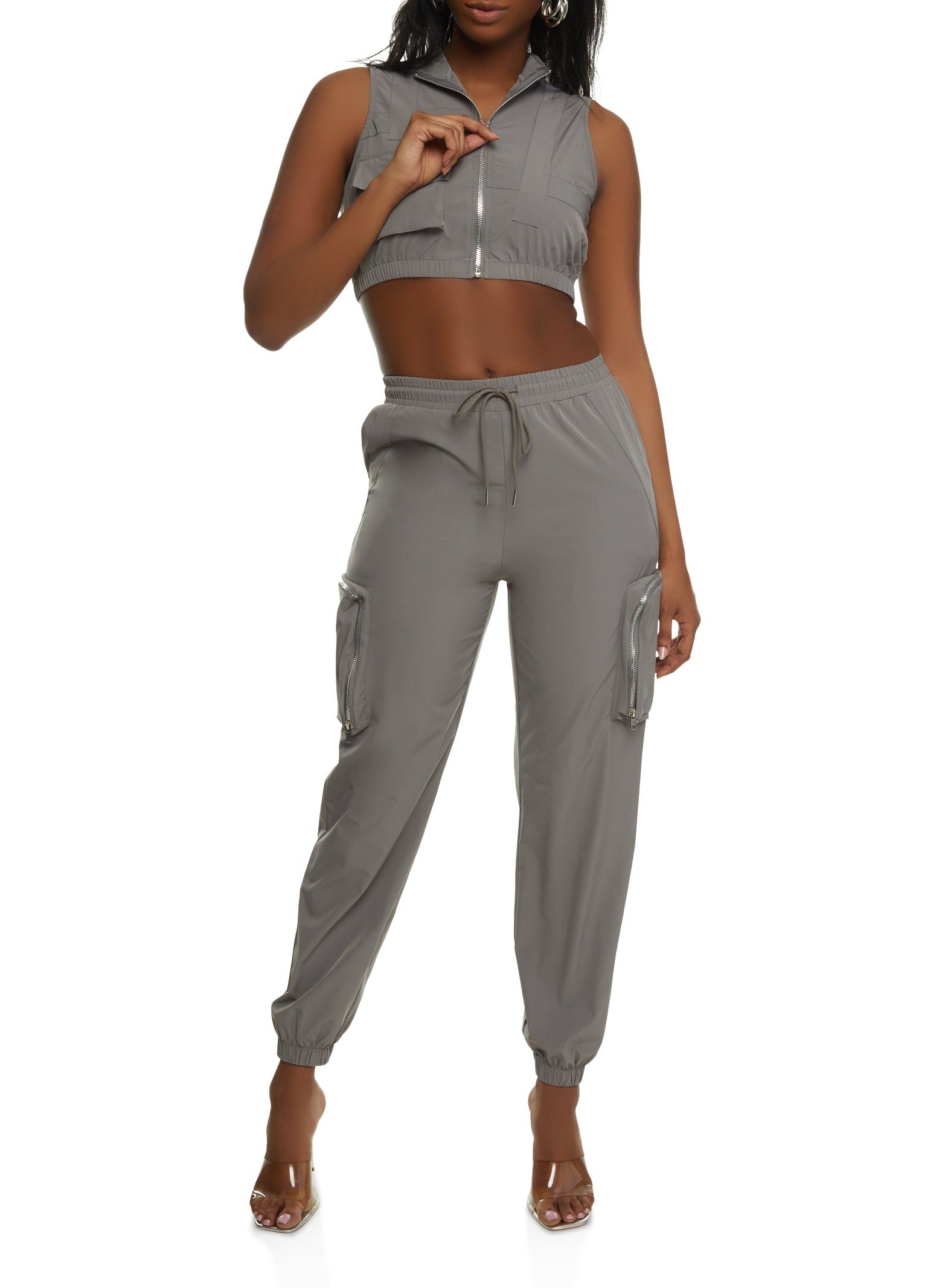 Zip Front Cargo Crop Top sold by Rainbow product image thumbnail 2