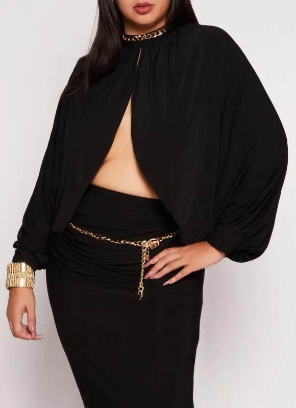 Plus Size Mock Neck Split Hem Top sold by Rainbow