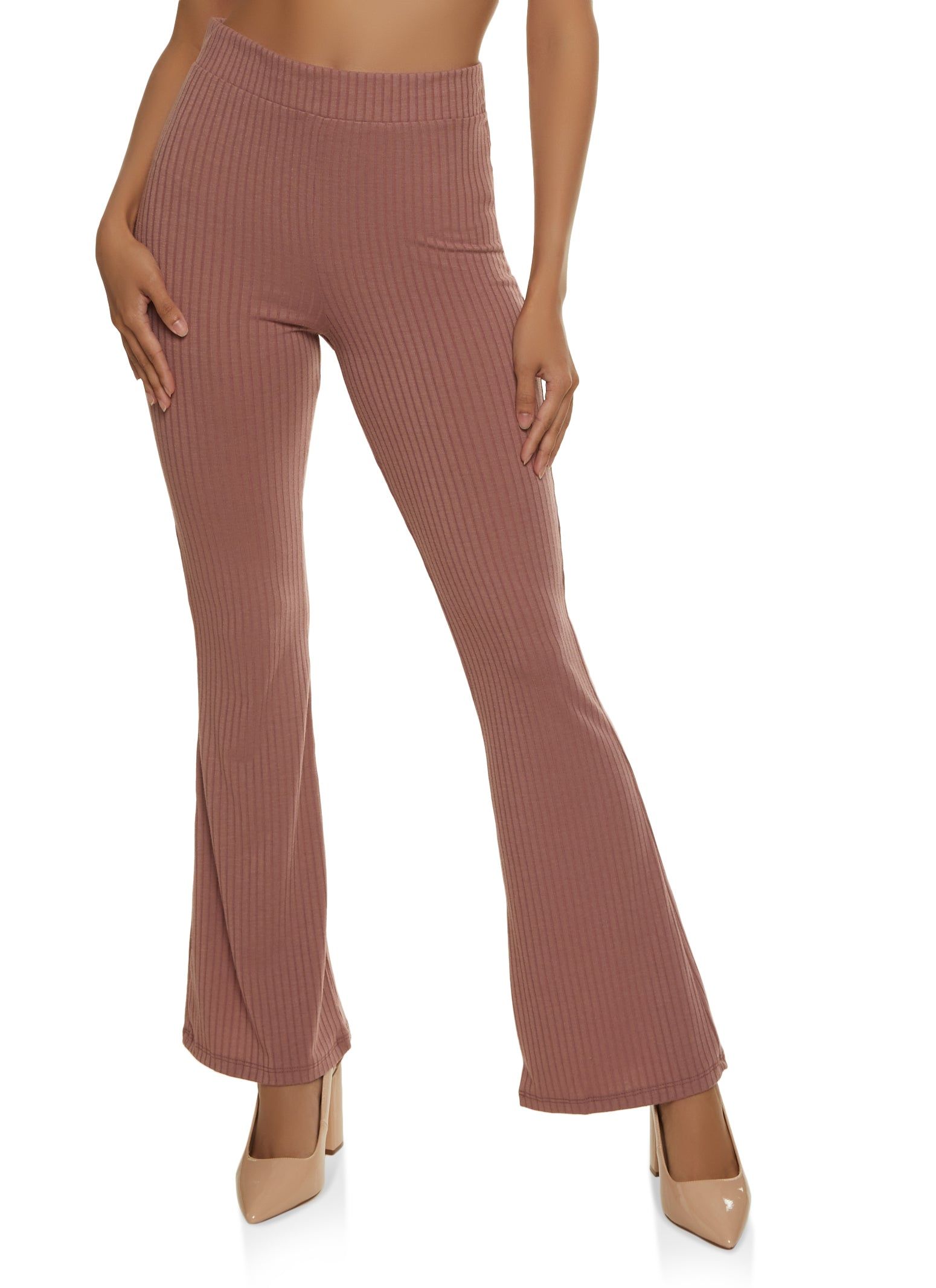 Ribbed Knit Flare Leg Pants sold by Rainbow