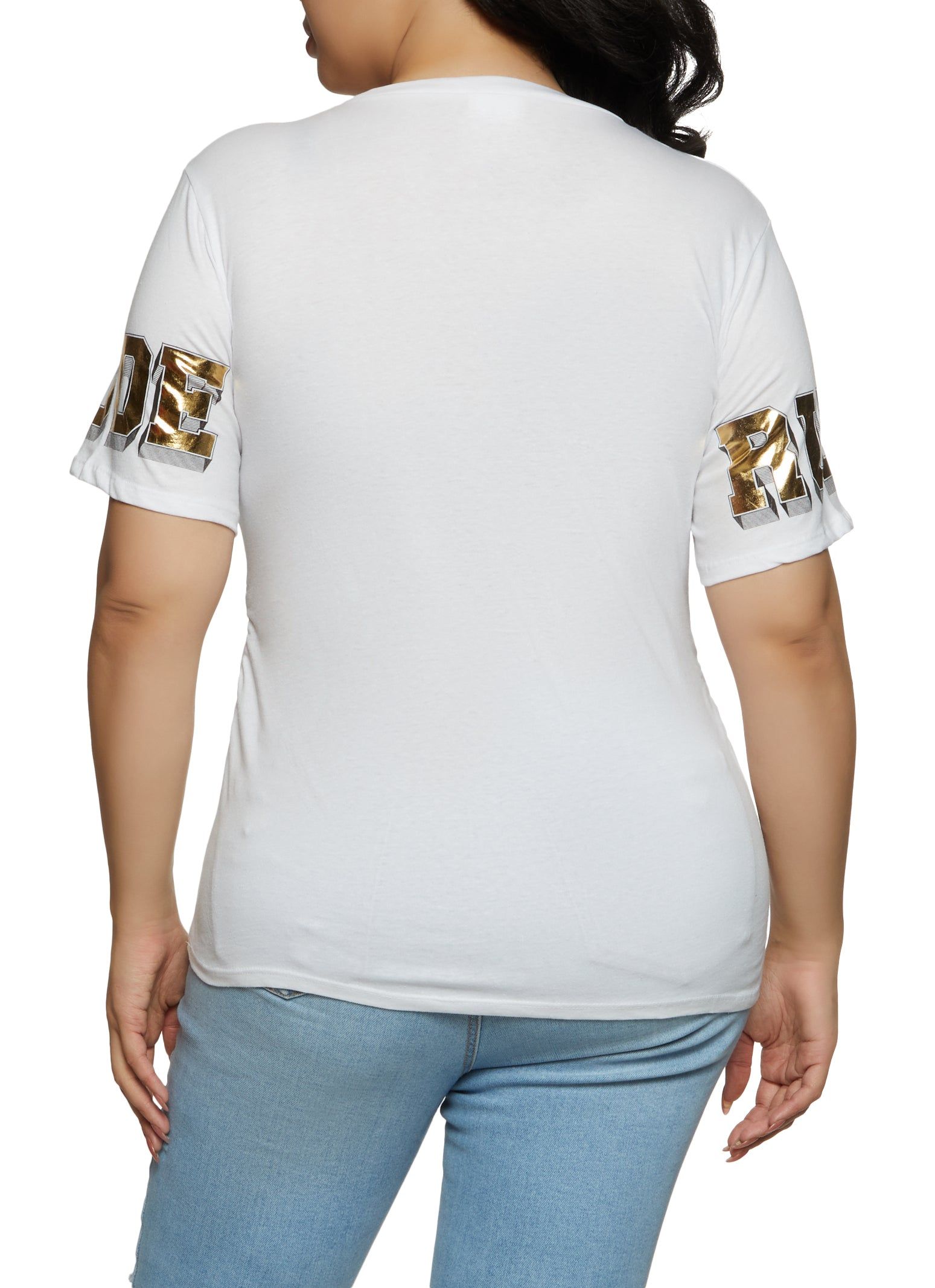 Plus Size Foil Screen Graphic Laser Cut Tee sold by Rainbow product image thumbnail 2