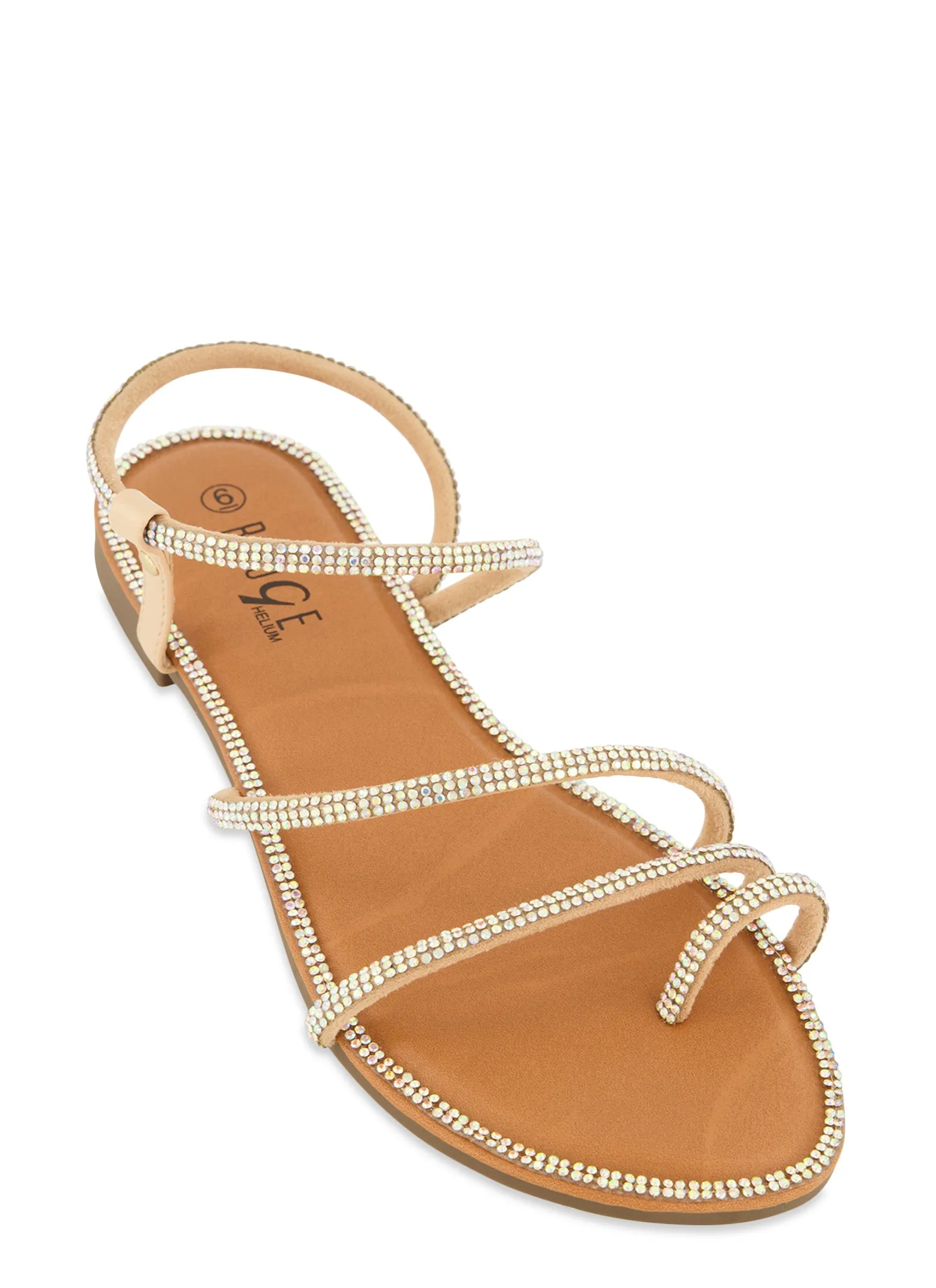 Rhinestone Strappy Toe Loop Flat Sandals sold by Rainbow